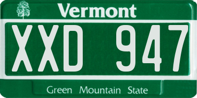 VT license plate XXD947