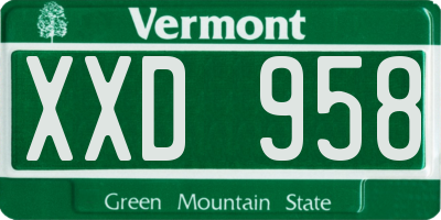 VT license plate XXD958