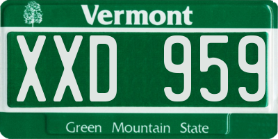 VT license plate XXD959