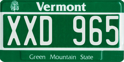 VT license plate XXD965