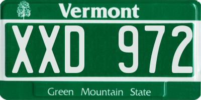VT license plate XXD972