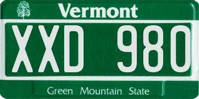 VT license plate XXD980