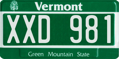 VT license plate XXD981