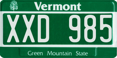 VT license plate XXD985