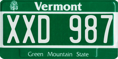 VT license plate XXD987