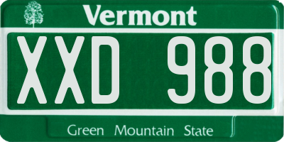 VT license plate XXD988