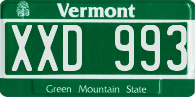 VT license plate XXD993