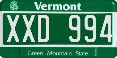 VT license plate XXD994