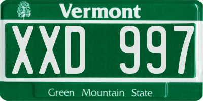 VT license plate XXD997