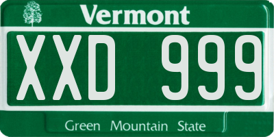 VT license plate XXD999