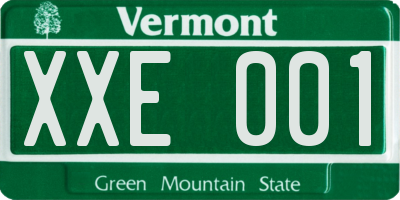 VT license plate XXE001