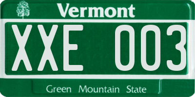 VT license plate XXE003