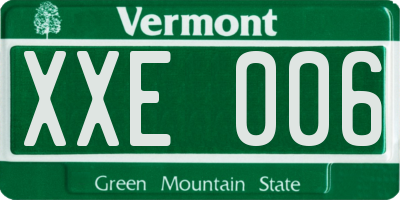 VT license plate XXE006