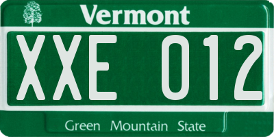 VT license plate XXE012
