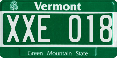 VT license plate XXE018