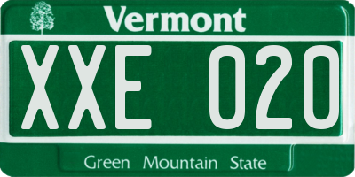 VT license plate XXE020