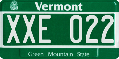 VT license plate XXE022