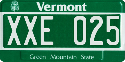 VT license plate XXE025