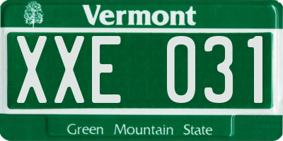 VT license plate XXE031