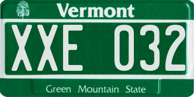 VT license plate XXE032