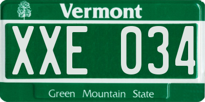 VT license plate XXE034