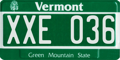 VT license plate XXE036