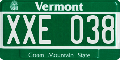 VT license plate XXE038
