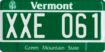 VT license plate XXE061
