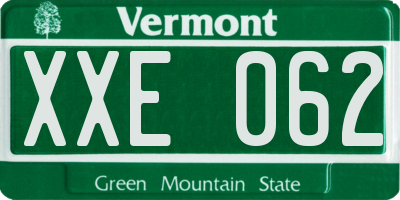 VT license plate XXE062