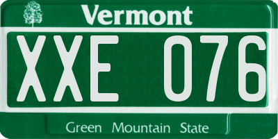 VT license plate XXE076