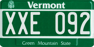 VT license plate XXE092