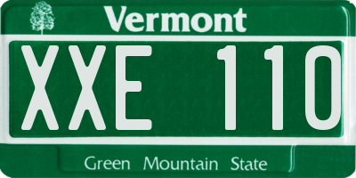 VT license plate XXE110