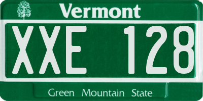 VT license plate XXE128