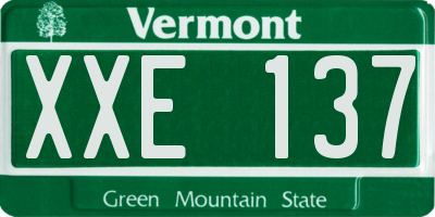 VT license plate XXE137