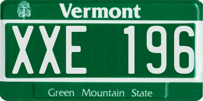 VT license plate XXE196
