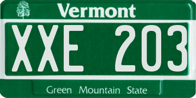 VT license plate XXE203