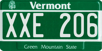 VT license plate XXE206