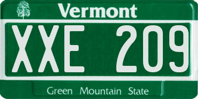 VT license plate XXE209