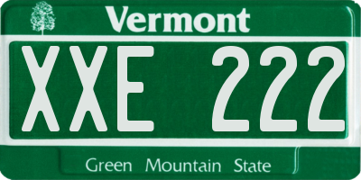 VT license plate XXE222