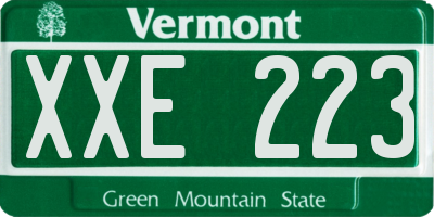 VT license plate XXE223