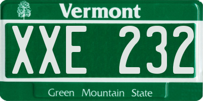 VT license plate XXE232