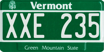 VT license plate XXE235
