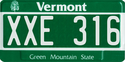 VT license plate XXE316