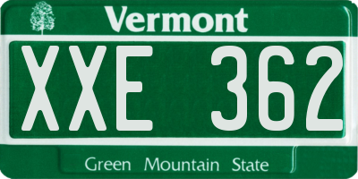 VT license plate XXE362