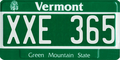 VT license plate XXE365