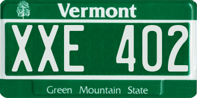 VT license plate XXE402