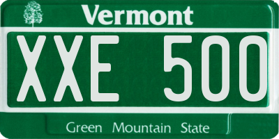 VT license plate XXE500
