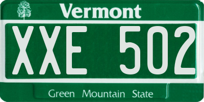VT license plate XXE502