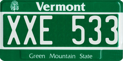 VT license plate XXE533