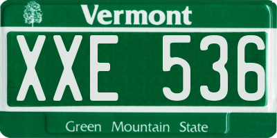 VT license plate XXE536